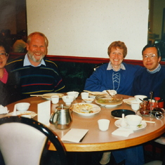 Enjoying lunch together when we visited Walnut at Christmas time 1991