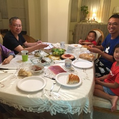 Meal at home during visit in in July 2017