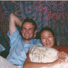 Peggy and Rob, West Village apartment, NYC 2001.  We met Rob while living in 88 Greenwich.
