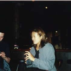 At a bar near NYU after my play reading, 2001.