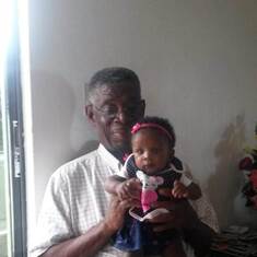 Percy with his first great-grandchild Sarai (2015)