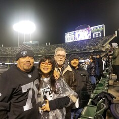 At a Raiders game in Oakland 