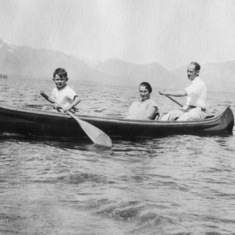 Peter and his father rowing his mother, maybe on Lake Tahoe