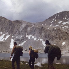 backpacking, photo by Peter -- Dan Carroll, Cathy and unknown friend