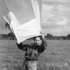 1948 - Peter with the kite he received for his 12th birthday.