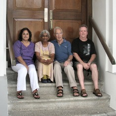 2011-03-13 - Sitting on the steps of St George's Church in Penang where Peter and Kotha were married in April 1959.