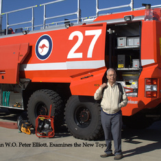 Peter inspects a new fire truck at the airshow