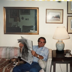 After work, Peter always read his newspaper in the library room 1992