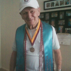 Grandpa wearing my Chapman University Graduation Gear