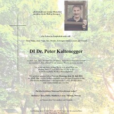 The invitation and information on Peter's funeral