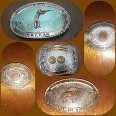 Here are a few of the belt buckles Pete won in shooting competitions