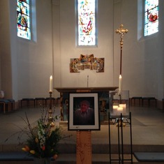 Before the memorial service at the St. Peter and Paul church in Hartheim. Pia