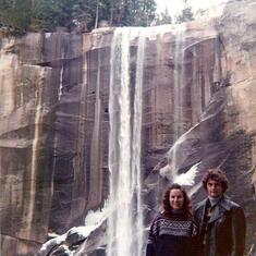 December 26, 1975 - Our vacation in Yosemite National Park.  Here in front of Vernal Falls, almost dry in the winter.