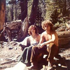 May 29, 1976 - Memorial weekend.  Peter and Yvonne on a  backpacking trip in the Sierra. Jordan Hot Springs, our usual destination over Memorial Weekend.