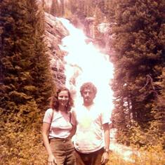 June 1977 - Our vacation in Yellowstone and Grand Tetons:  Here with Hidden Falls in the Grand Teton Nat'l Park..Years later Peter told me that Grand Tetons was the most beautiful place he ever visited.