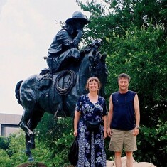 June 28, 2009 - Yvonne attended an American Sokol event in Ft. Worth and had the opportunity to meet with ex-husband Peter.  Peter and Yvonne in Pioneer Park.