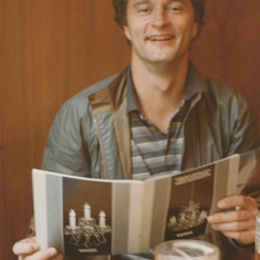 Peter in a Prague pub around 1984. He was purchasing crystal chandeliers for the house that he  shared with his business partner Jozef at the time.
