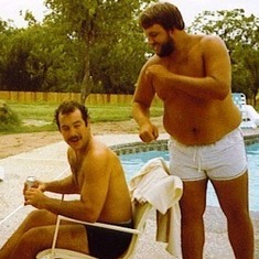 Uncle PETE, left,  getting some long overdue payback jabs from nephew Thomas Bridges (RIP) Round Rock, Tx. 1980s.