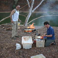 Pete Spora camp cooking - Carawine Gorge April 2005