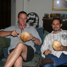 Enjoying cool refreshments - Dar es Salaam May 2006