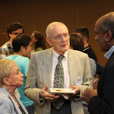 Pete and Beverly with Elfatih Eltahir at Sheila Frankel's Retirement Party- Parsons Lab Oct 11, 2014