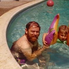 Pete & young Michael in the pool