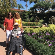 Weekend visit with the girls to Sherman Gardens in Corona del Mar - stroke didn't slow her down (notice mom's signature "thumbs up")