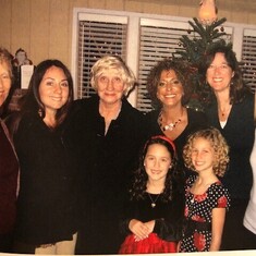 The Ladies at Christmas dinner: Mary, Jenny, mom, Brenda, Laurie and Lana (Jenny's mom), Emily Hoffman and Kristin. Dinners with this extended family were always cherished by mom.