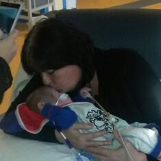 holding my grandson beautiful peyton for the first time