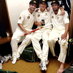 Chillin' out with the guys - left to right Phillip Hughes, Marcus North & Ben Hilfenhaus.