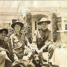 1947ish - With the brothers - eventually, Dad made Eagle Scout (thanks in no small part to his mother, who was handy at packaging up "meals-to-go" mamma-style).