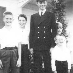 1946ish - All Lyddons now - Big brother Cliff leaves for military service.  Dad is second from left.