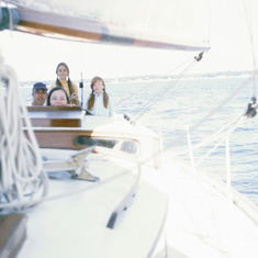 1968ish - Sailing with his girls (+ a friend)