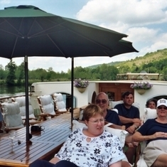2003 - Relaxing on the barge heading south on the Burgundy canal, France.