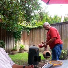 My dad loved to barbecue - and no one's barbecue could match his! After the Water Memorial, Mr. and Mrs. Ken and Harette Howard host family and friends at their Houston home for a barbecue held in his honor. Here's to you Daddy...