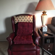 Mom's favorite chair in her new apartment.
