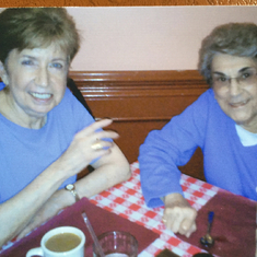 Marie (Mom's close friend) and Mom in New York, last dinner before she moved to CA.