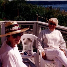 Dickse and Phyl on Marilyn's deck ... Whidbey Island