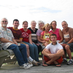 With the family on vacation in North Carolina's Outer Banks, 2003 (from left: Michael, Jeremy, Amaria, Phyllis, Joanne, Rebecca, Leslie, Will, and Greg in front)
