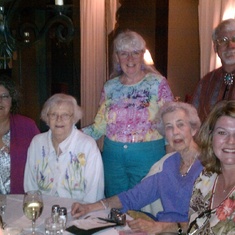 Dinner in Joliet with Flint cousins, August 2011 - back: Joanne & Michael, front: Ellen Sluder Moran, Phyllis, Anne Flint Sluder & Lauren DeKlerk