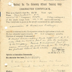 UOTC (was NCC after independence) certificate before joining medical college1946.jpg