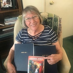 Polly - the day she received her first printed copy of Adoree Ames