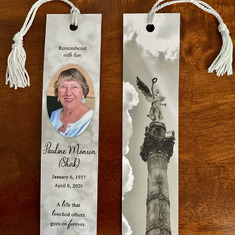 Bookmark to Remember Polly. If you want one, email: donsleeter@gmail.com with your US Mail address