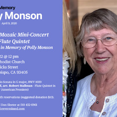 2022, July 26th. Polly Monson Memorial Concert – Festival Mozaic