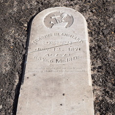 Erastus Blanchard Headstone. "Died July 12, 1874" Photo taken Oct. 2016.