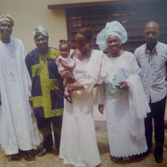 from left- Prince Bandele, Engr. Ayo Ogunsakin (Son-in-law), Yetunde Ogunsakin(Daughter) with her daughter, Yemisi Omirin(Wife), Jide Omirin (Son)