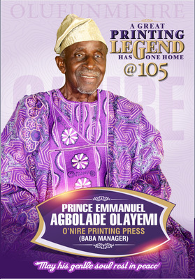 EMMANUEL AGBOLADE OLAYEMI (O'NIRE PRINTING PRESS)