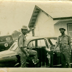 Major Bayo Olumide, medical doctor at the Biafran war-front, on his way to work in Uyo, in 1968.