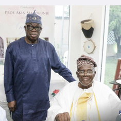 With Chief Fasawe, a close ally of His excellency Chief Obasanjo at Dad’s 90th.