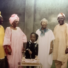 At Rereloluwa Oye’s 5th birthday. Mum, Grandma Ogunmekan, Mrs Adetunji Oye & Dad